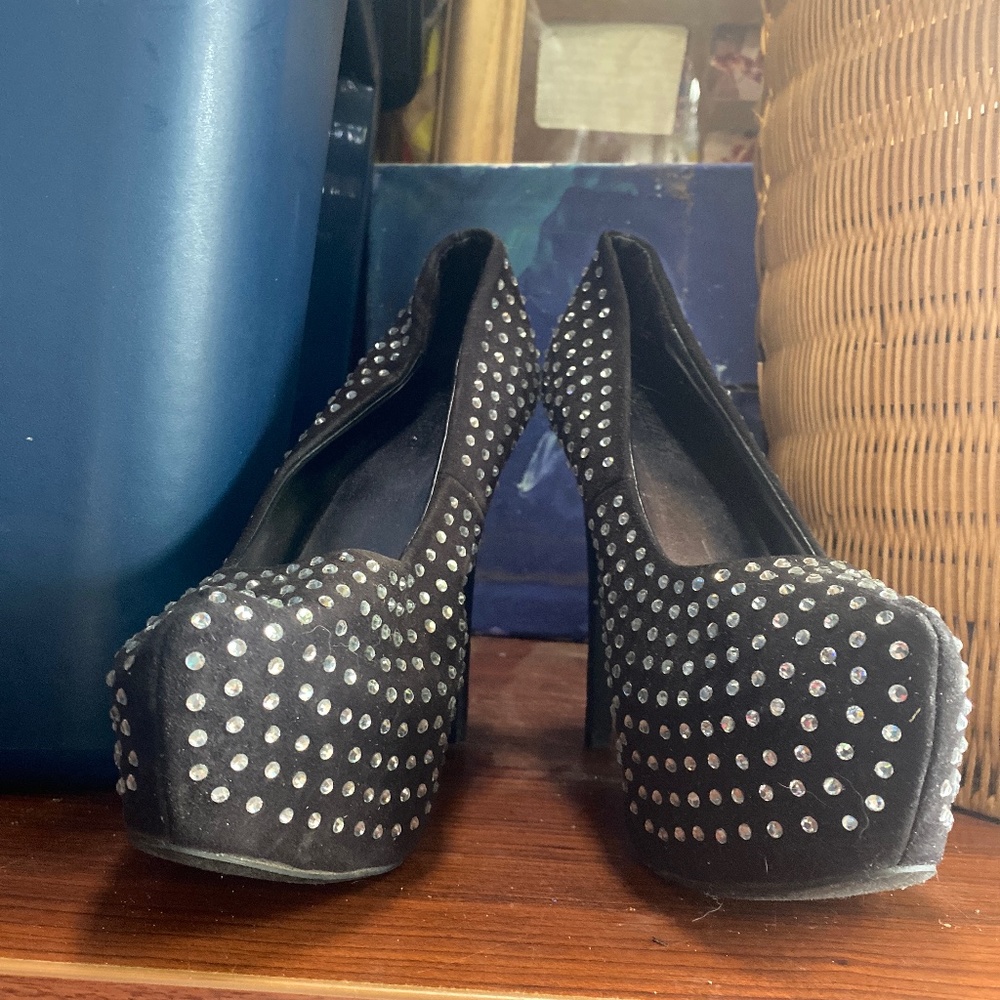 Black with sequin heels